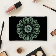 Fractal Green Lace Pattern Circle Cosmetic Bag (medium) by Wegoenart