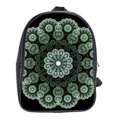 Fractal Green Lace Pattern Circle School Bag (large) by Wegoenart