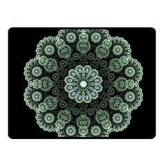 Fractal Green Lace Pattern Circle Fleece Blanket (small) by Wegoenart