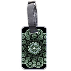 Fractal Green Lace Pattern Circle Luggage Tags (two Sides) by Wegoenart