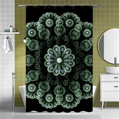 Fractal Green Lace Pattern Circle Shower Curtain 48  X 72  (small)  by Wegoenart