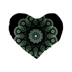 Fractal Green Lace Pattern Circle Standard 16  Premium Heart Shape Cushions by Wegoenart