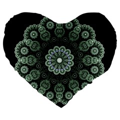 Fractal Green Lace Pattern Circle Large 19  Premium Heart Shape Cushions by Wegoenart