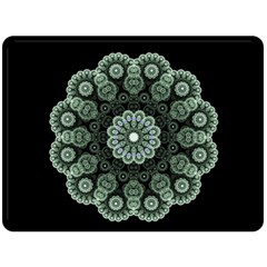 Fractal Green Lace Pattern Circle Double Sided Fleece Blanket (large)  by Wegoenart