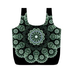 Fractal Green Lace Pattern Circle Full Print Recycle Bag (m) by Wegoenart