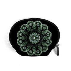 Fractal Green Lace Pattern Circle Accessory Pouch (small) by Wegoenart