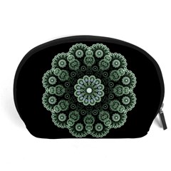 Fractal Green Lace Pattern Circle Accessory Pouch (large) by Wegoenart