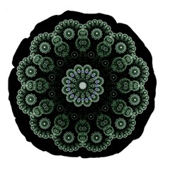 Fractal Green Lace Pattern Circle Large 18  Premium Flano Round Cushions by Wegoenart