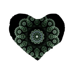 Fractal Green Lace Pattern Circle Standard 16  Premium Flano Heart Shape Cushions by Wegoenart