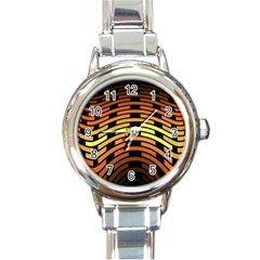 Fractal Orange Texture Waves Round Italian Charm Watch by Wegoenart