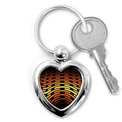 Fractal Orange Texture Waves Key Chains (heart)  by Wegoenart