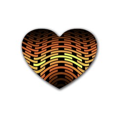 Fractal Orange Texture Waves Heart Coaster (4 Pack)  by Wegoenart