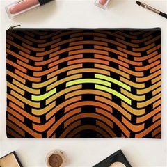 Fractal Orange Texture Waves Cosmetic Bag (xxxl) by Wegoenart