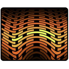 Fractal Orange Texture Waves Double Sided Fleece Blanket (medium)  by Wegoenart