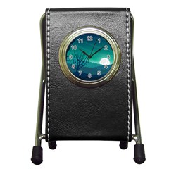 Landscape Wallpaper Background Pen Holder Desk Clock by Wegoenart