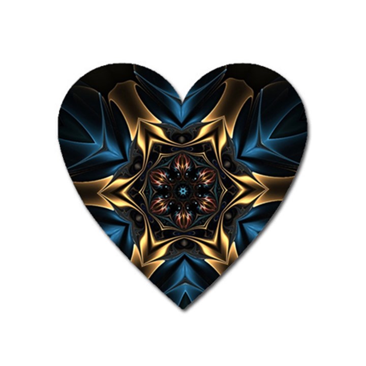 Pattern Texture Copper Teal Design Heart Magnet