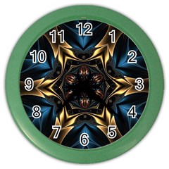 Pattern Texture Copper Teal Design Color Wall Clock by Wegoenart