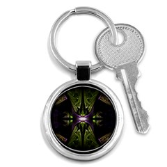 Fractal Green Tin Pattern Texture Key Chains (round)  by Wegoenart