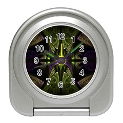 Fractal Green Tin Pattern Texture Travel Alarm Clock