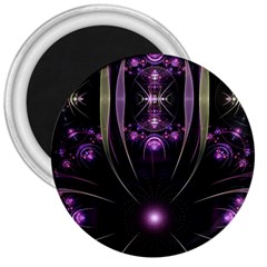 Fractal Purple Elements Violet 3  Magnets by Wegoenart