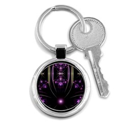 Fractal Purple Elements Violet Key Chains (round)  by Wegoenart