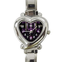 Fractal Purple Elements Violet Heart Italian Charm Watch by Wegoenart