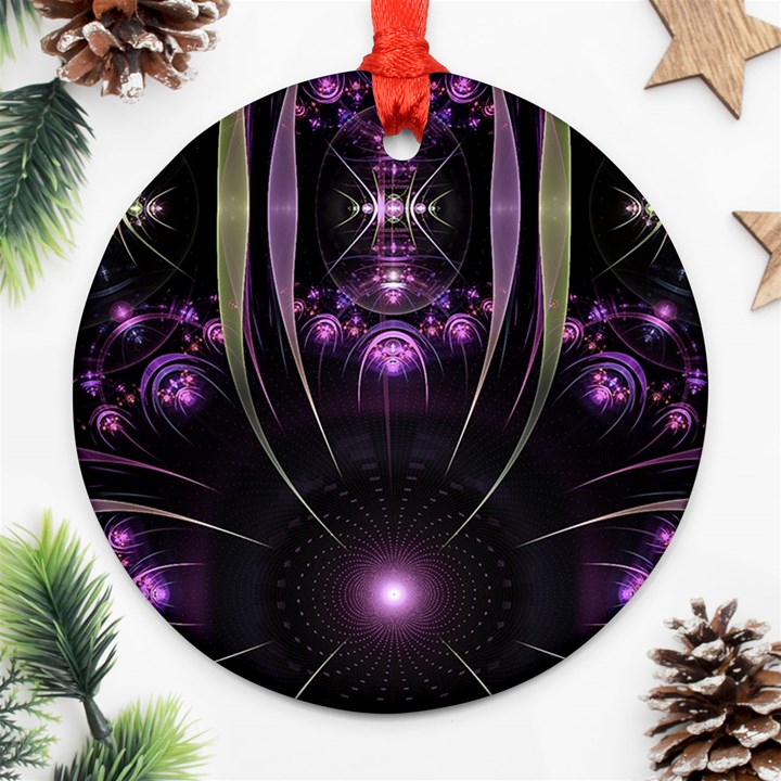 Fractal Purple Elements Violet Round Ornament (Two Sides)