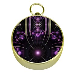 Fractal Purple Elements Violet Gold Compasses by Wegoenart