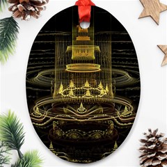 Fractal City Geometry Lights Night Ornament (oval) by Wegoenart