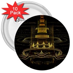 Fractal City Geometry Lights Night 3  Buttons (10 Pack) 