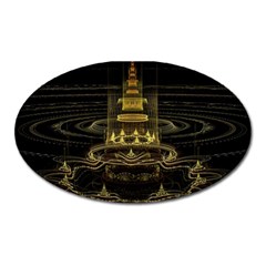 Fractal City Geometry Lights Night Oval Magnet by Wegoenart