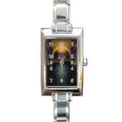 Fractal Colorful Pattern Design Rectangle Italian Charm Watch by Wegoenart