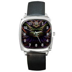 Fractal Colorful Pattern Fantasy Square Metal Watch by Wegoenart