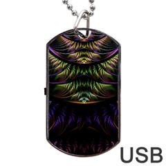 Fractal Colorful Pattern Fantasy Dog Tag Usb Flash (one Side) by Wegoenart