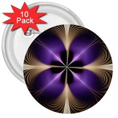 Fractal Glow Flowing Fantasy 3  Buttons (10 Pack) 