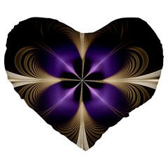 Fractal Glow Flowing Fantasy Large 19  Premium Flano Heart Shape Cushions by Wegoenart