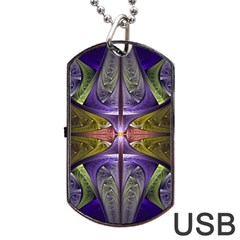 Fractal Blue Tin Pattern Texture Dog Tag Usb Flash (one Side) by Wegoenart