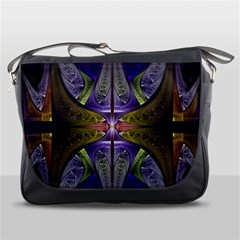 Fractal Blue Tin Pattern Texture Messenger Bag by Wegoenart