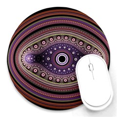 Fractal Pink Eye Fantasy Pattern Round Mousepads by Wegoenart