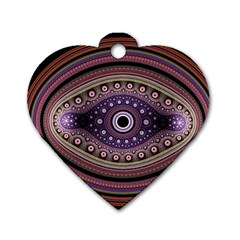 Fractal Pink Eye Fantasy Pattern Dog Tag Heart (one Side) by Wegoenart