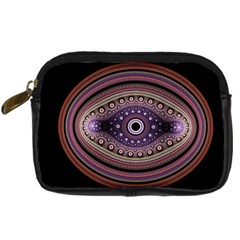 Fractal Pink Eye Fantasy Pattern Digital Camera Leather Case by Wegoenart