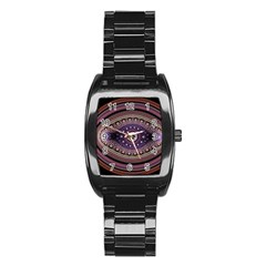 Fractal Pink Eye Fantasy Pattern Stainless Steel Barrel Watch by Wegoenart