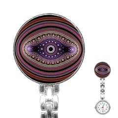 Fractal Pink Eye Fantasy Pattern Stainless Steel Nurses Watch by Wegoenart