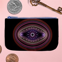 Fractal Pink Eye Fantasy Pattern Large Coin Purse by Wegoenart