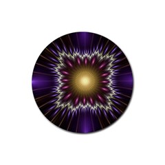 Fractal Rays Geometry Space Glow Rubber Coaster (round)  by Wegoenart