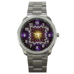 Fractal Rays Geometry Space Glow Sport Metal Watch by Wegoenart