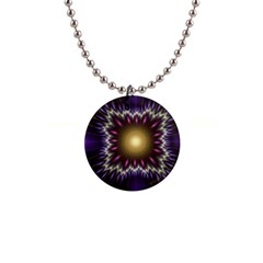 Fractal Rays Geometry Space Glow 1  Button Necklace by Wegoenart