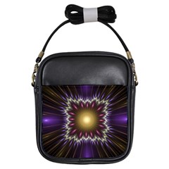 Fractal Rays Geometry Space Glow Girls Sling Bag by Wegoenart