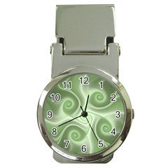 Fractal Green White St Patricks Day Money Clip Watches by Wegoenart