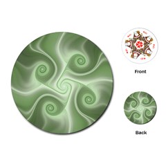 Fractal Green White St Patricks Day Playing Cards (round) by Wegoenart